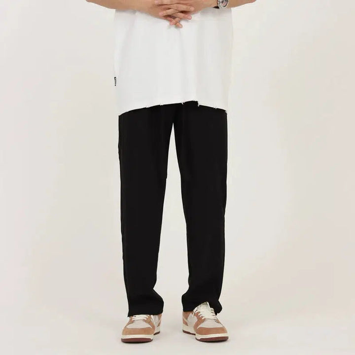 Raw Edge Side-Stripe Casual Pants