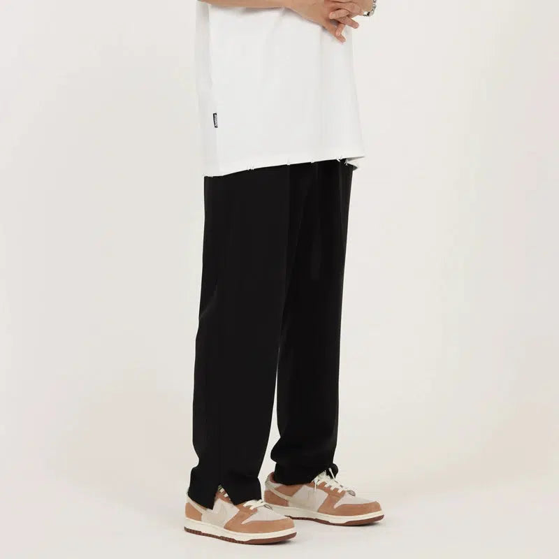 Raw Edge Side-Stripe Casual Pants