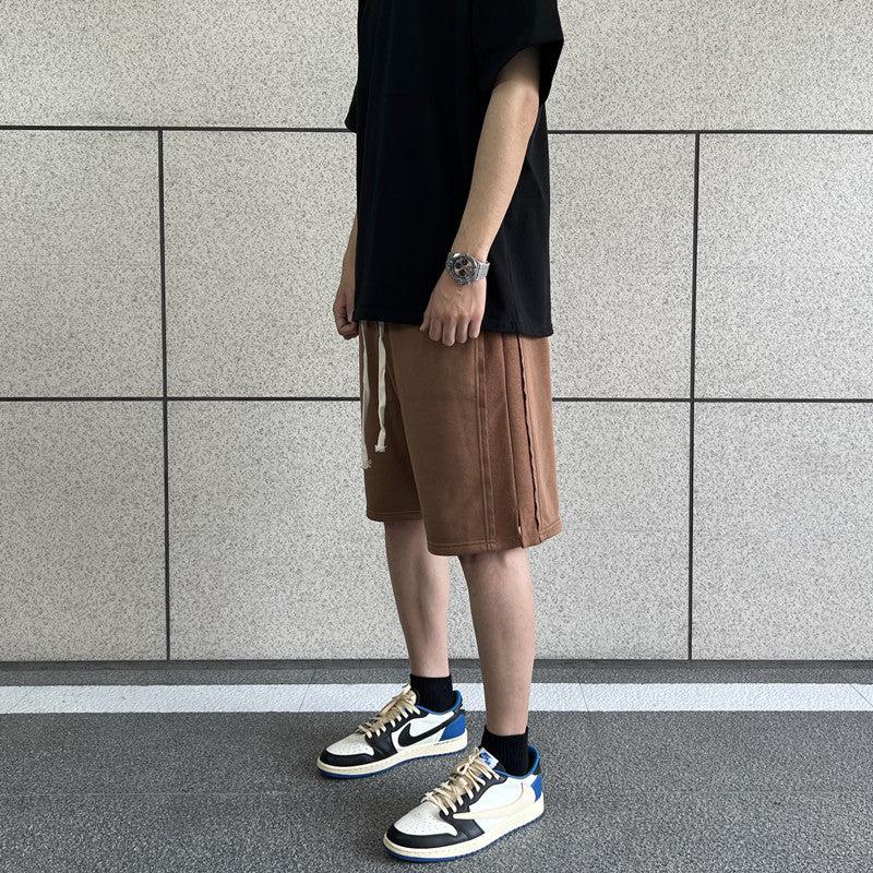 Raw Edge Slit Casual Shorts