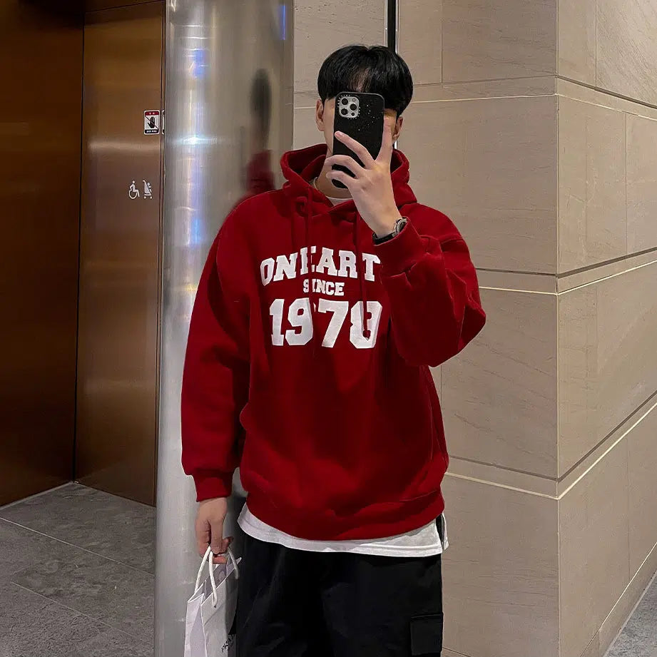 Red hoodie fashion online