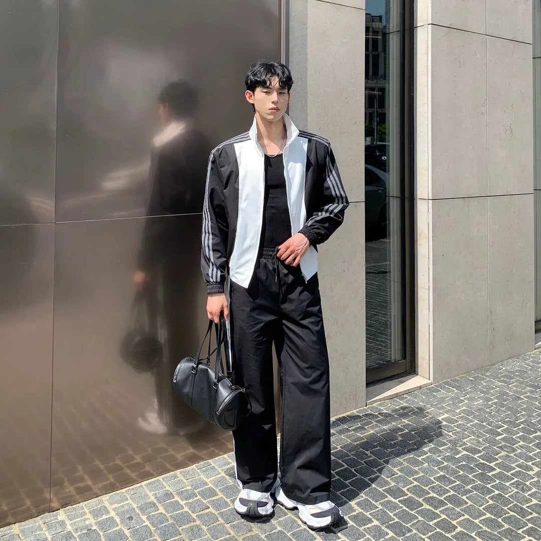 Reflective Stripe Athletic Two-piece Suit