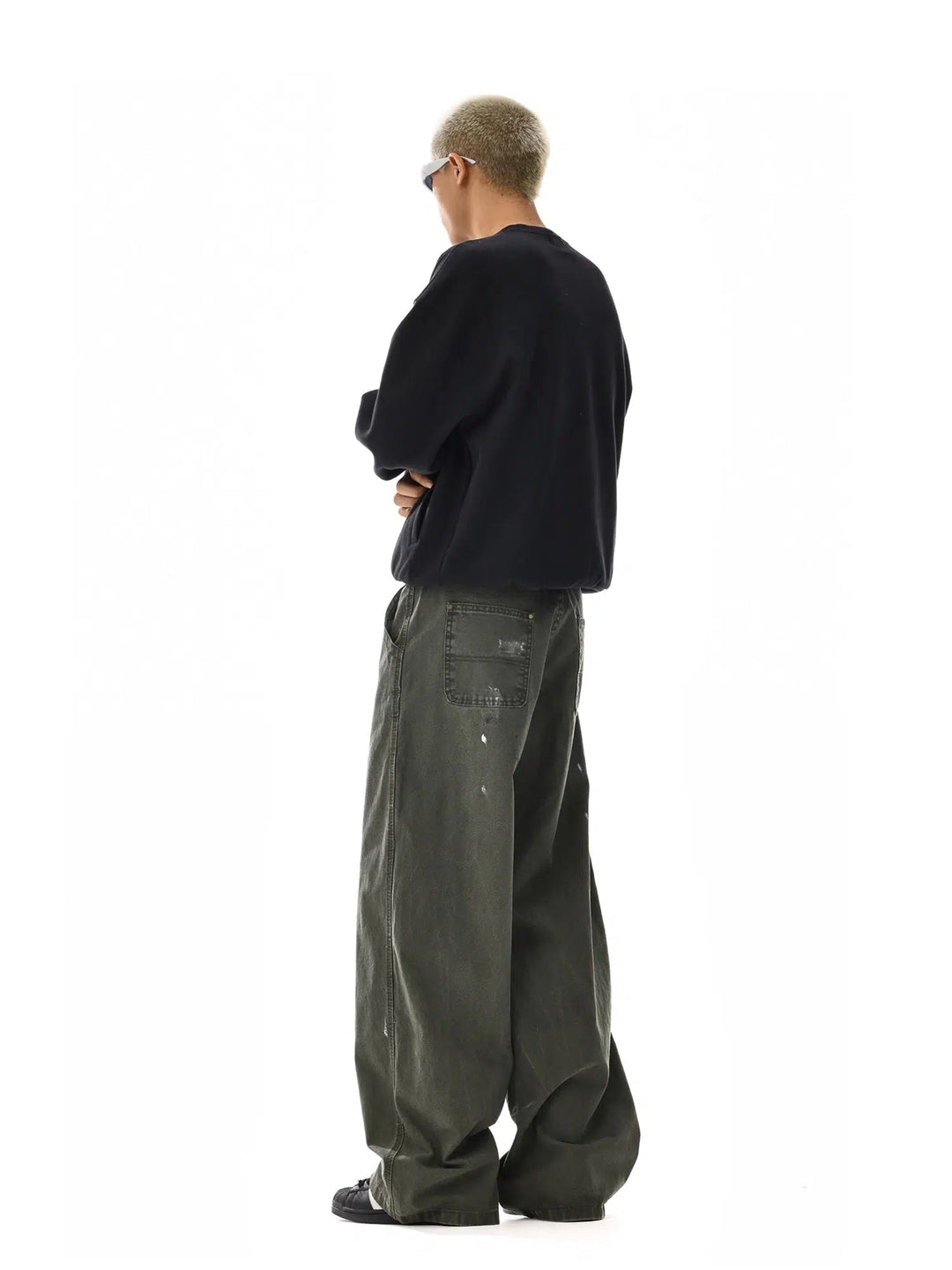 Relaxed Fit Distressed Casual Pants