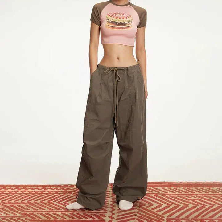 Drawstring Cargo Pants with Multiple Pockets