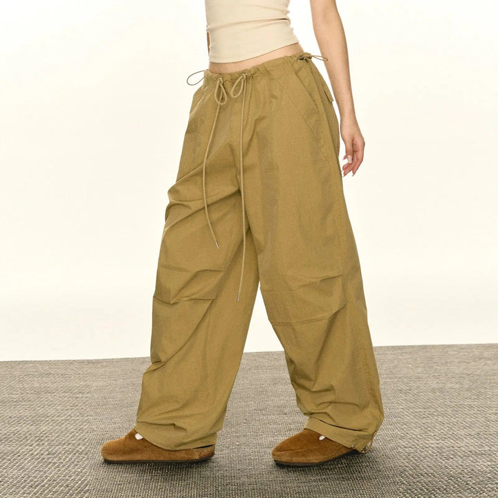 Drawstring Cargo Pants with Multiple Pockets