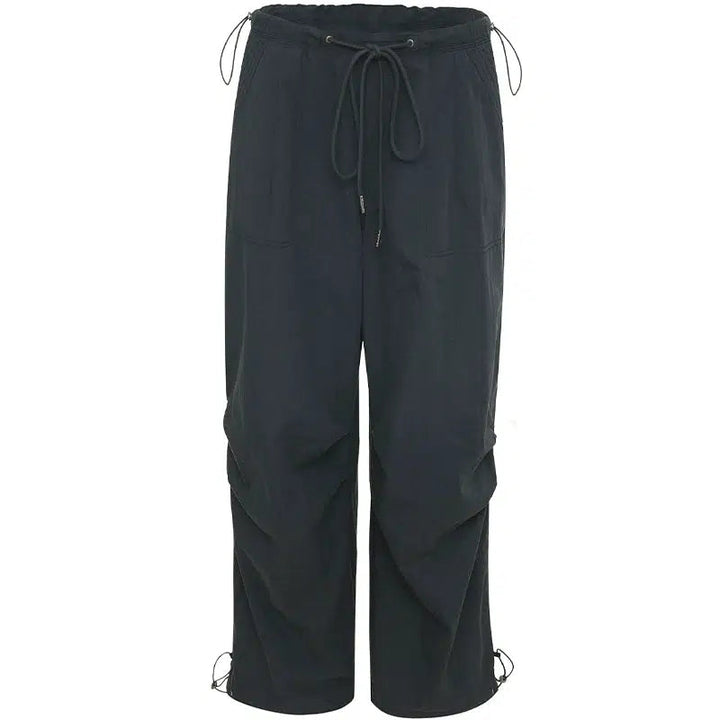 Drawstring Cargo Pants with Multiple Pockets