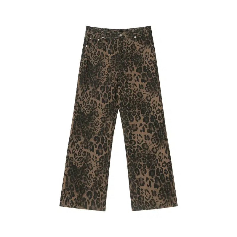 Relaxed Fit Leopard Print Jeans