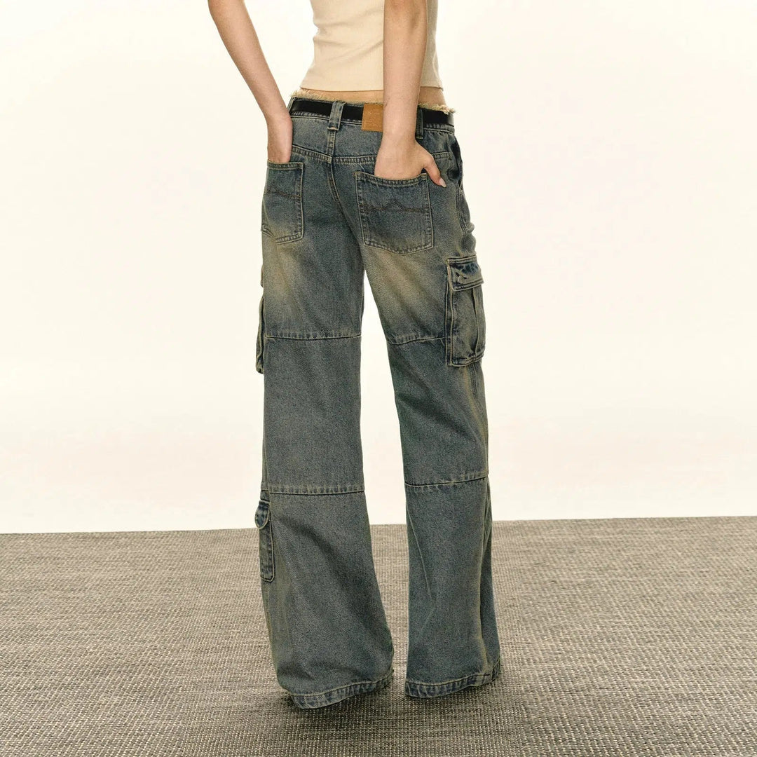 Relaxed Fit Multi-Pocket Cargo Jeans