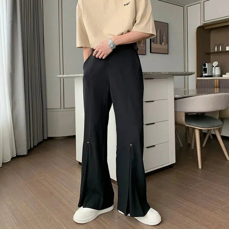 Relaxed Fit Split Hem Casual Pants