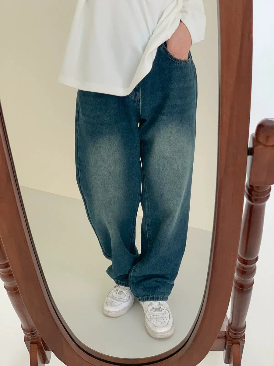 Retro Blue Straight Leg Jeans