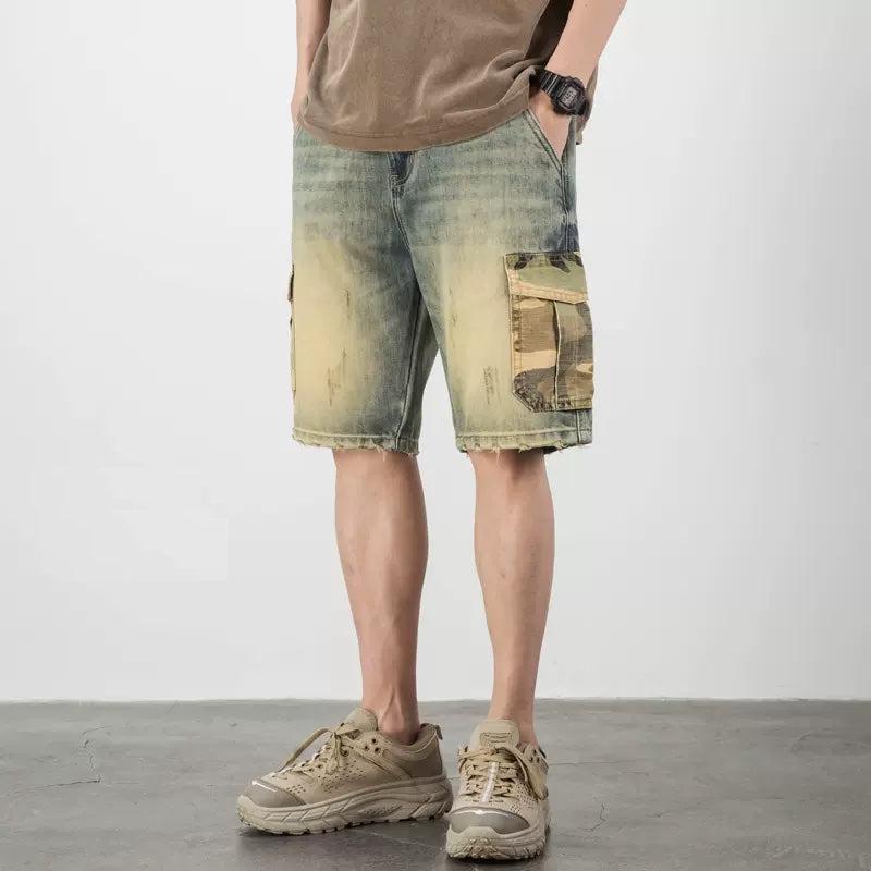 Retro Camouflage Denim Shorts