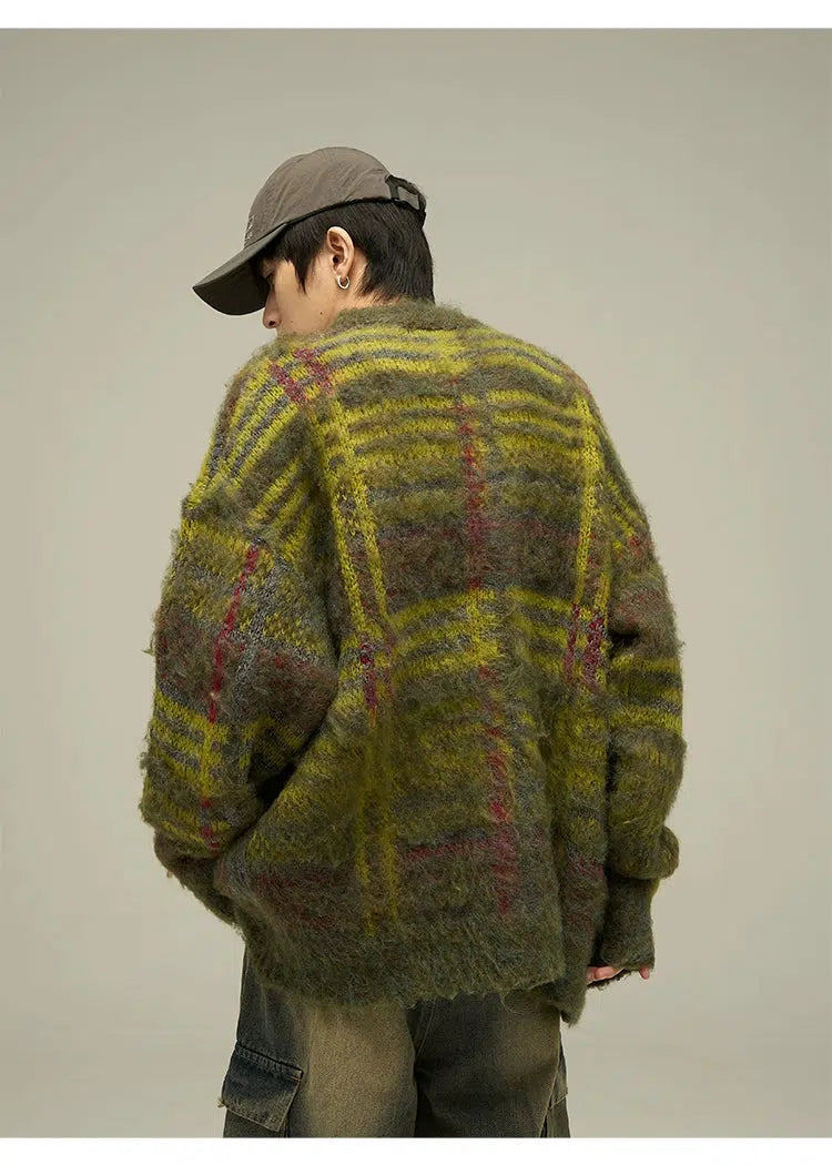 Retro Contrasting Color Mohair Sweater