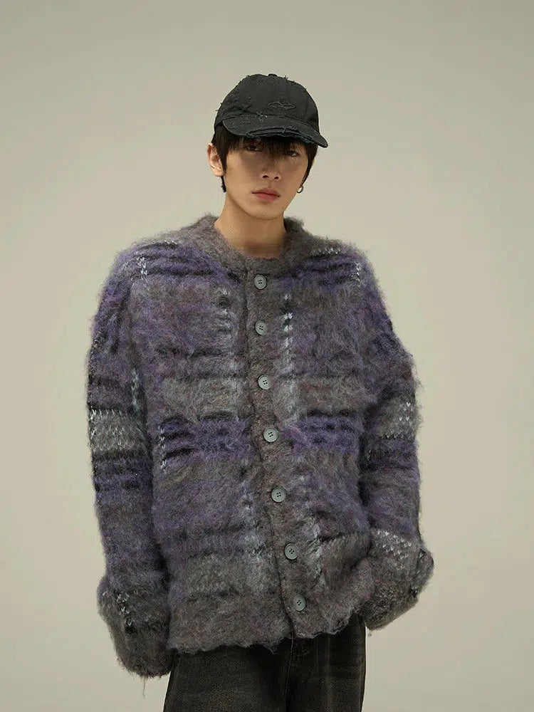 Retro Contrasting Color Mohair Sweater