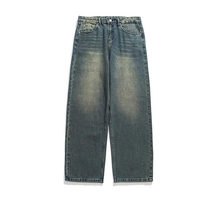 Retro Distressed Straight Jeans