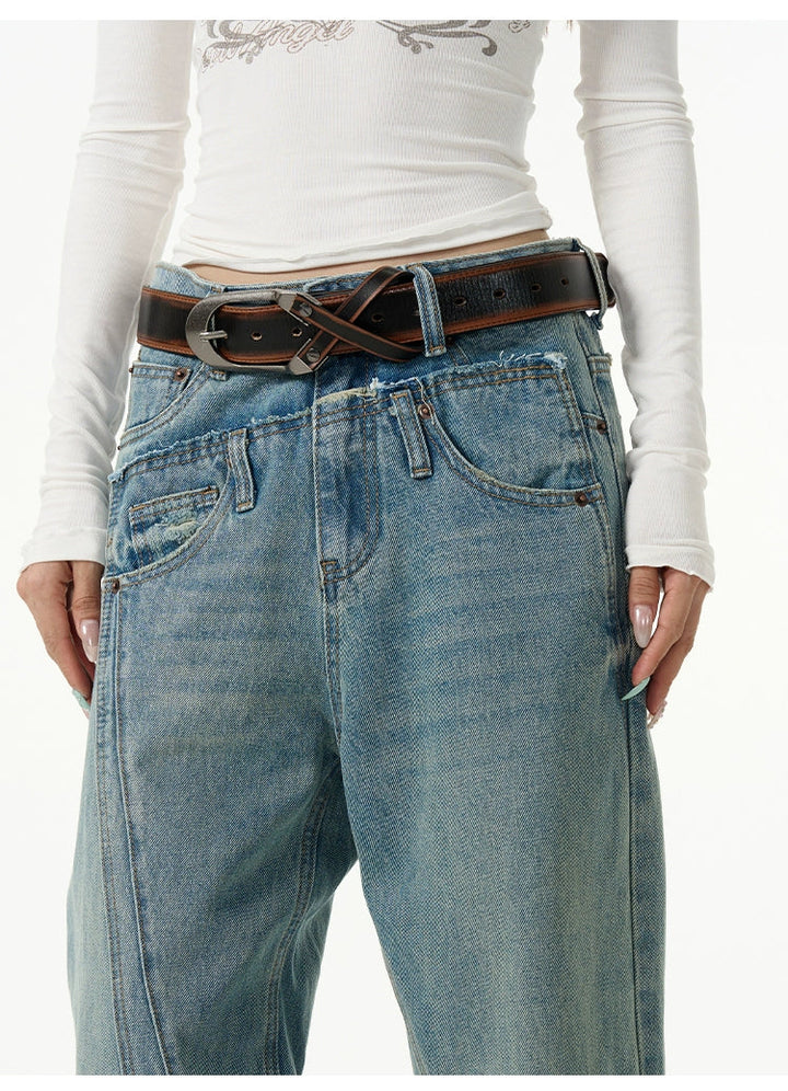 Retro Double Waist Trendy Jeans