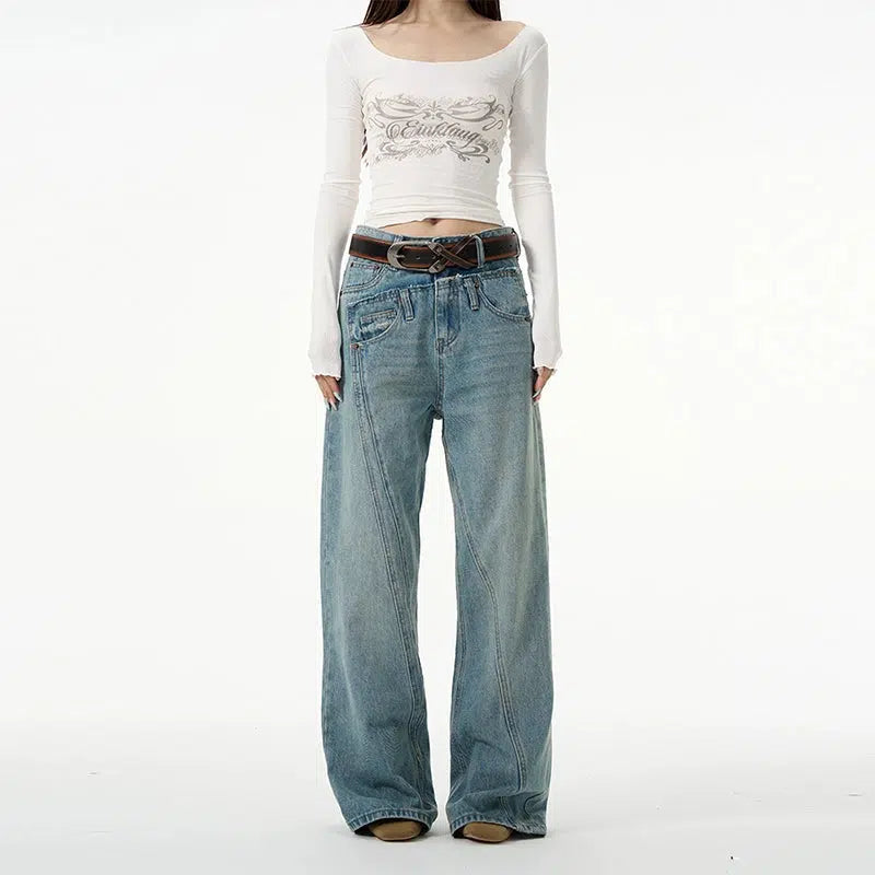 Retro Double Waist Trendy Jeans