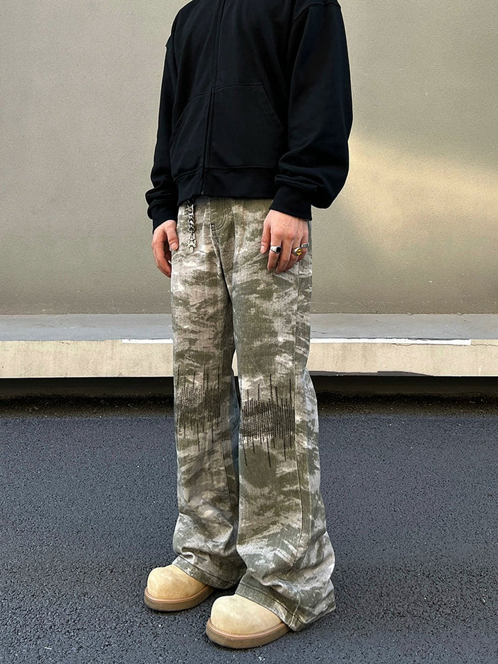 Retro Embroidery Camouflage Pants