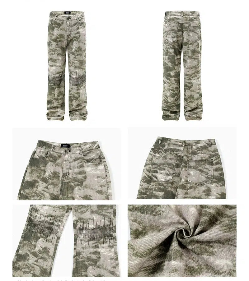 Retro Embroidery Camouflage Pants