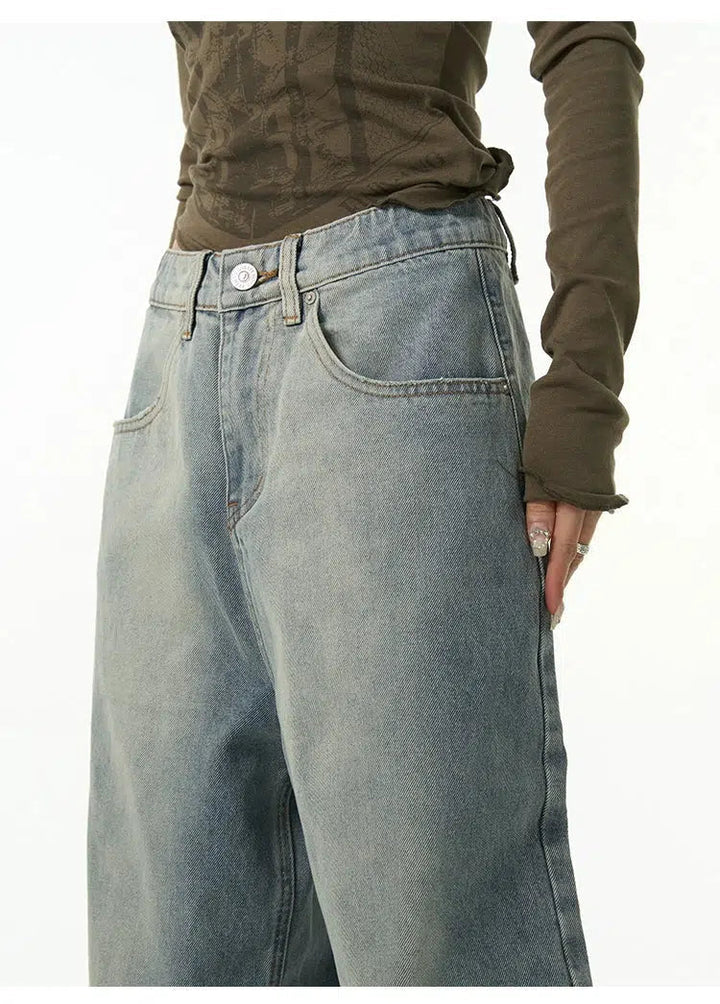 Retro Inverted Wide Leg Jeans