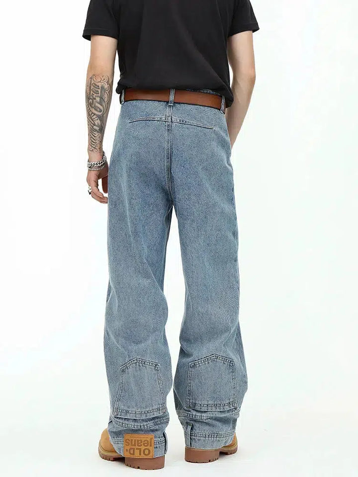 Retro Inverted Wide-Leg Straight Jeans