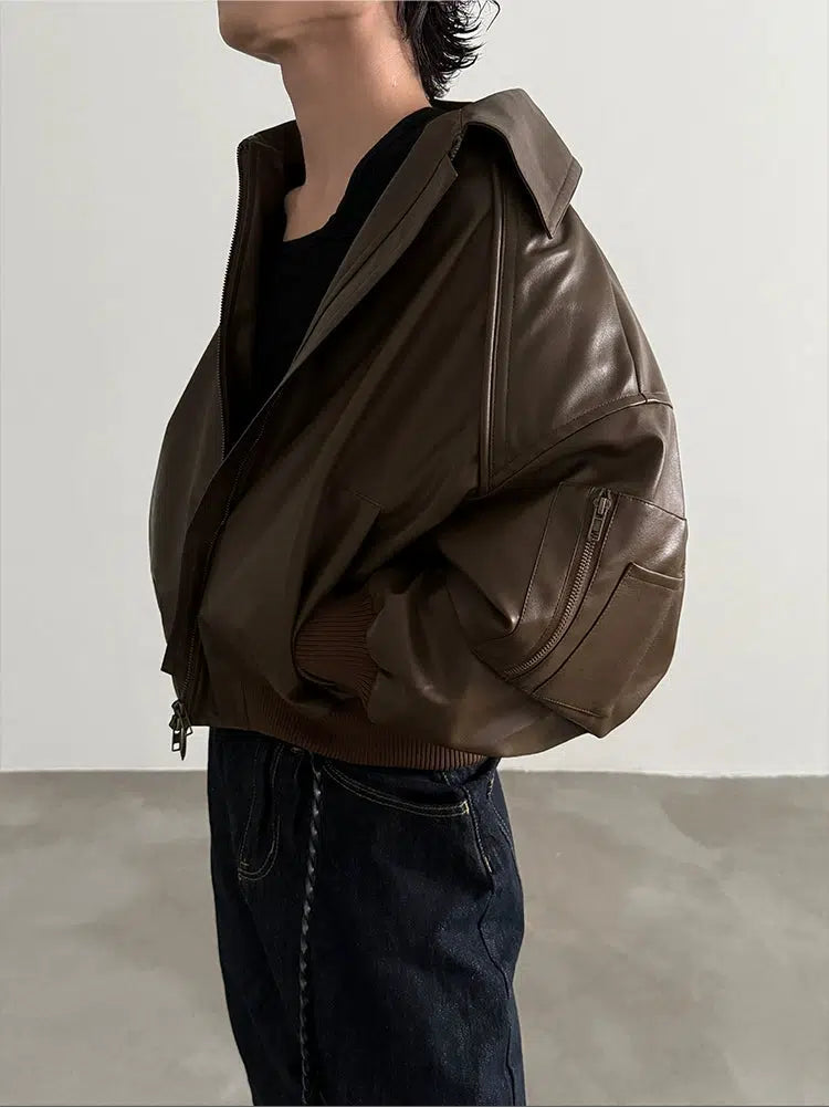 Retro Leather Double Zipper Jacket