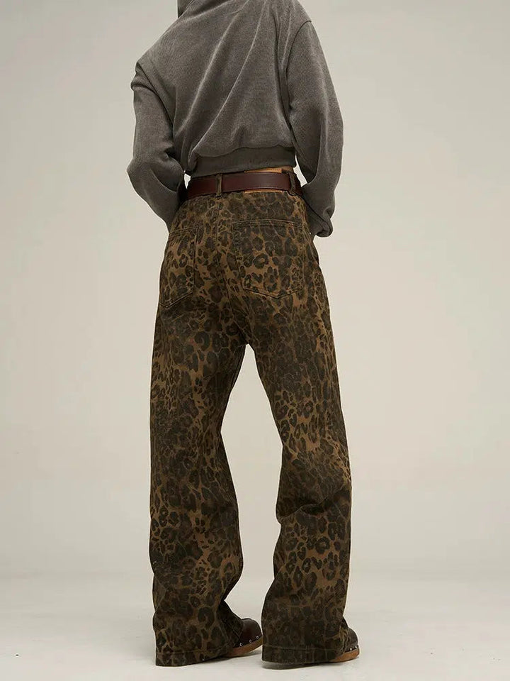 Retro Leopard Print Jeans