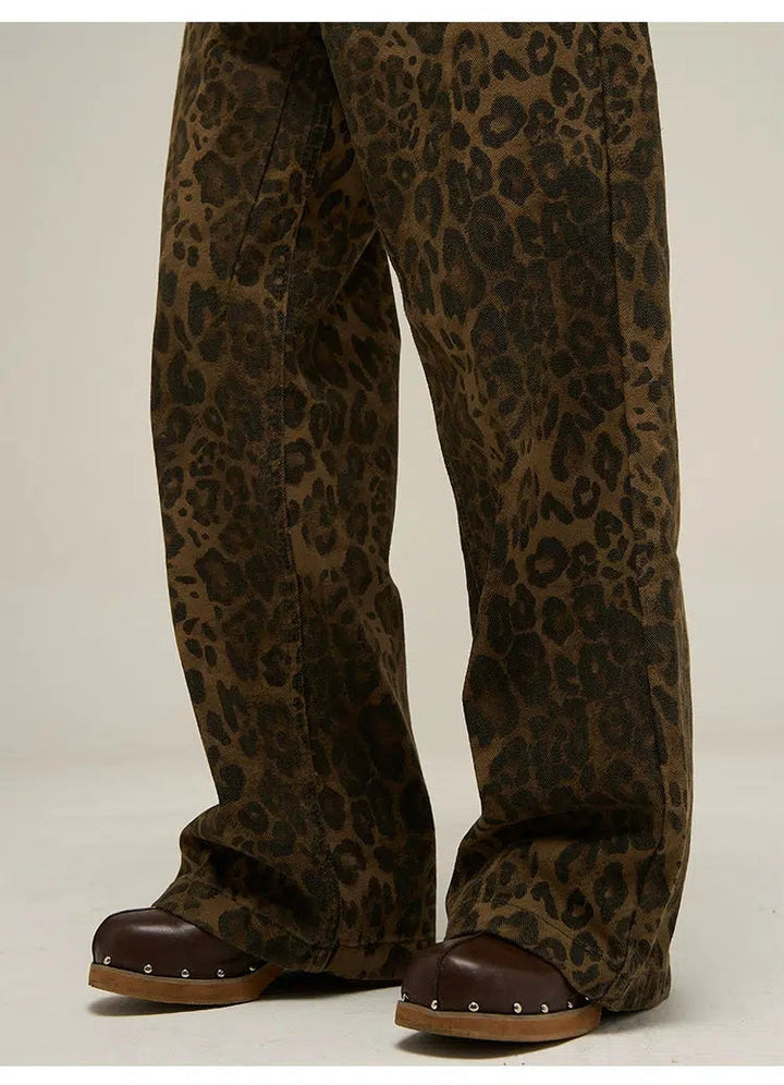 Retro Leopard Print Jeans