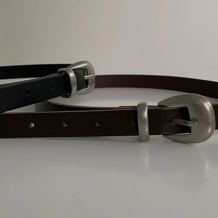 Retro Matte Leather Metal Buckle Belt