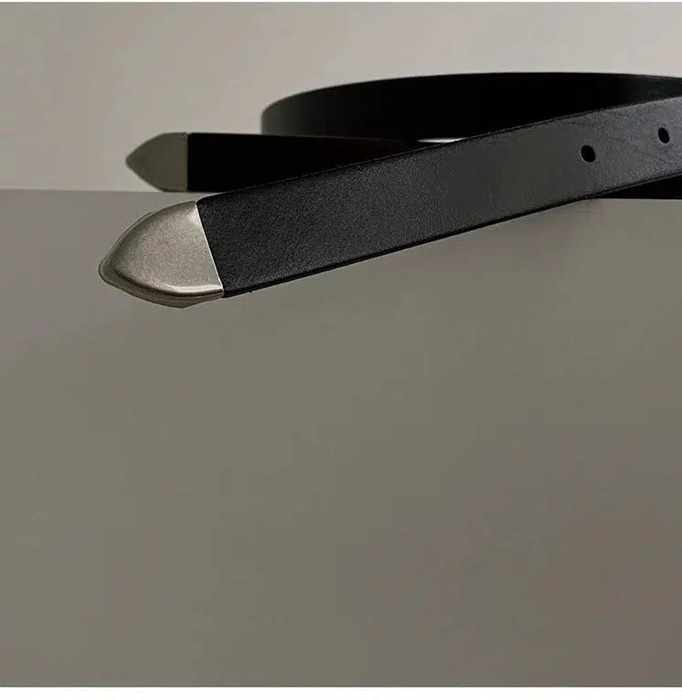 Retro Matte Leather Metal Buckle Belt