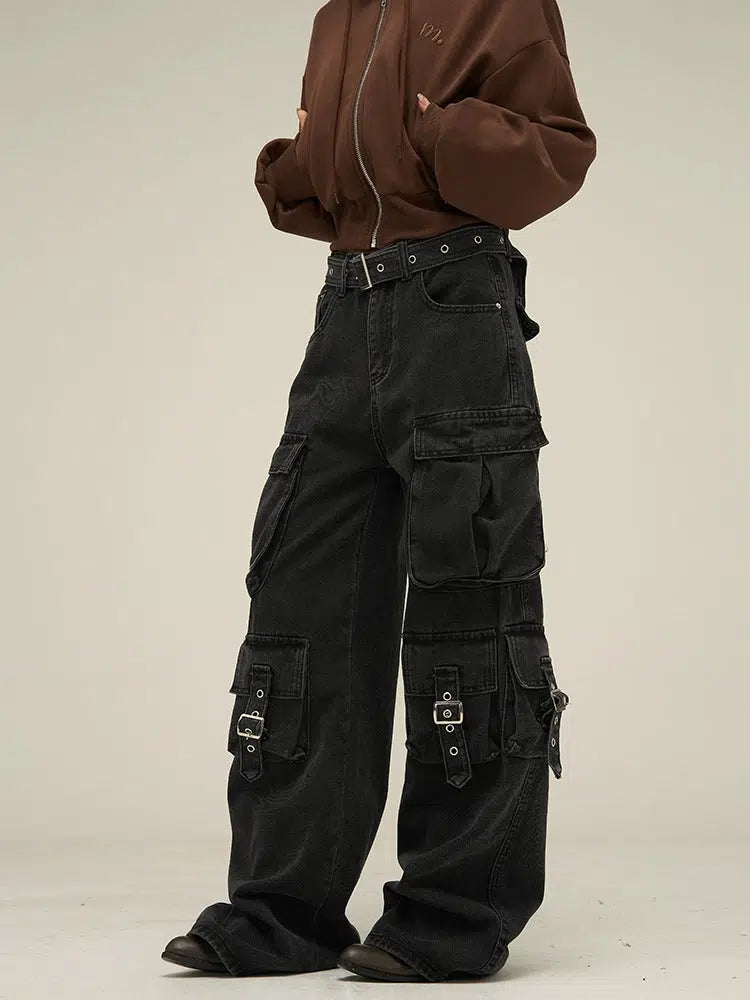 Retro Multi-pocket Cargo Jeans