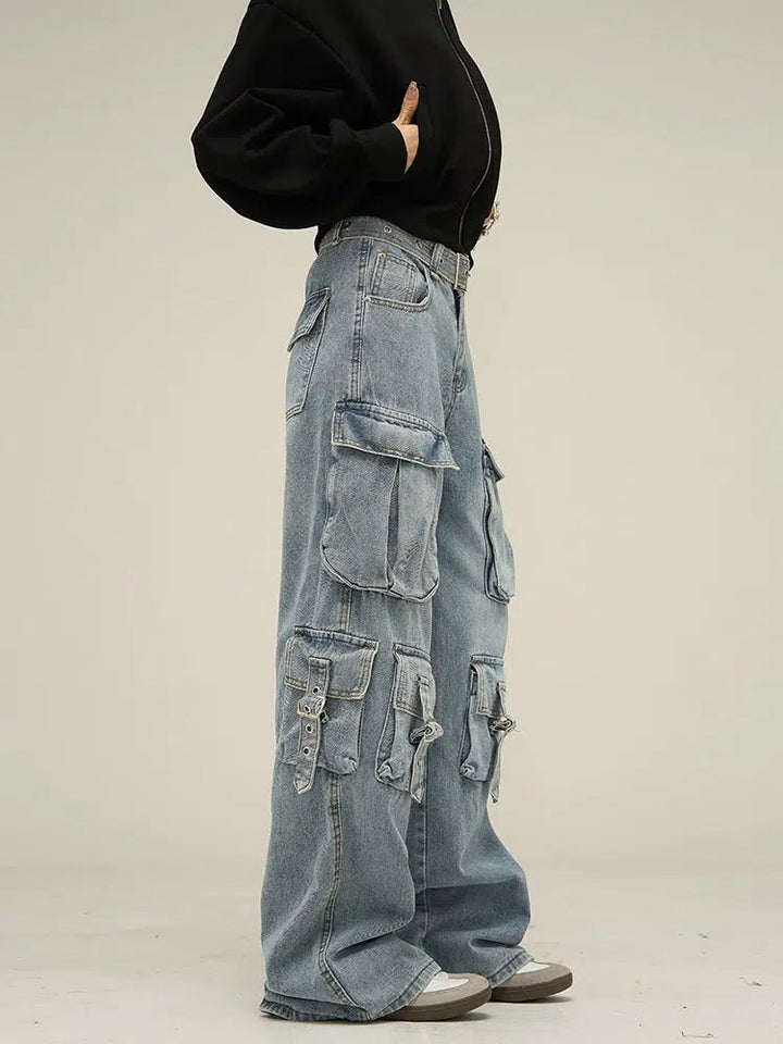 Retro Multi-pocket Cargo Jeans