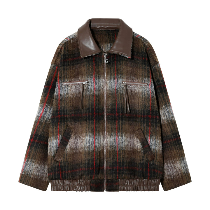 Retro Patchwork Plaid Woolen Jacket