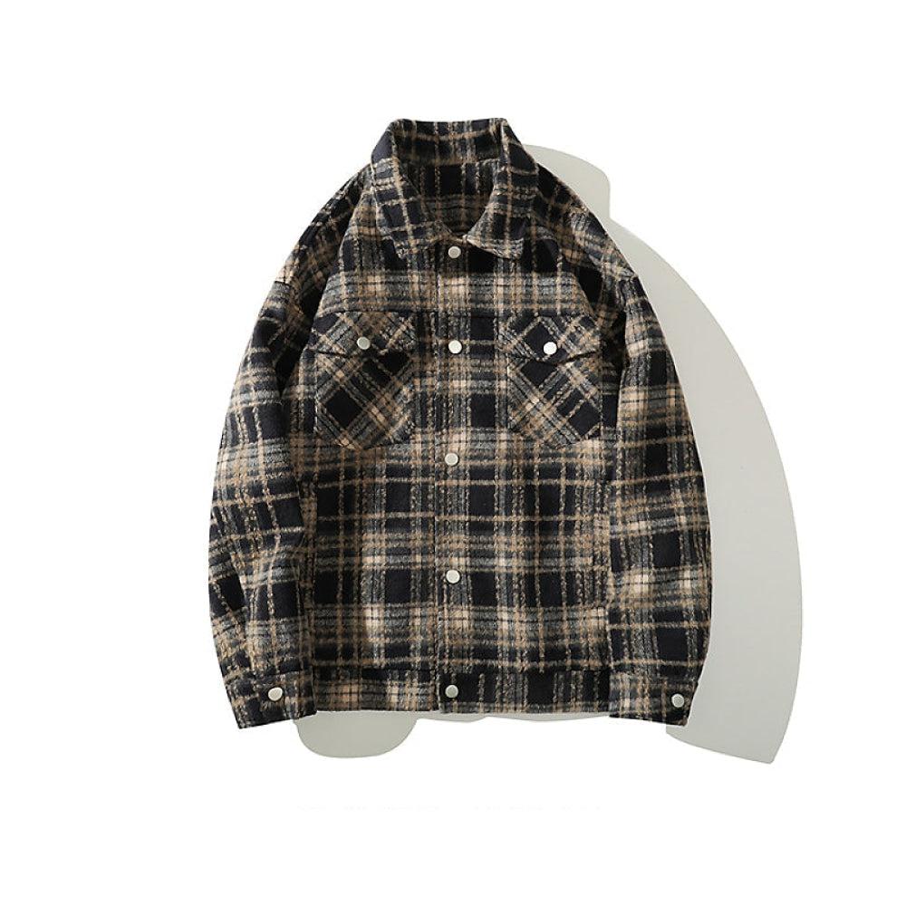 Retro Plaid Casual Lapel Shirt Jacket