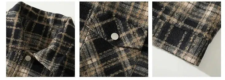 Retro Plaid Casual Lapel Shirt Jacket