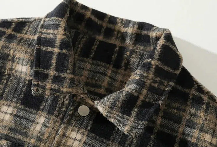 Retro Plaid Casual Lapel Shirt Jacket