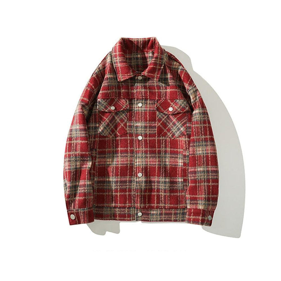 Retro Plaid Casual Lapel Shirt Jacket