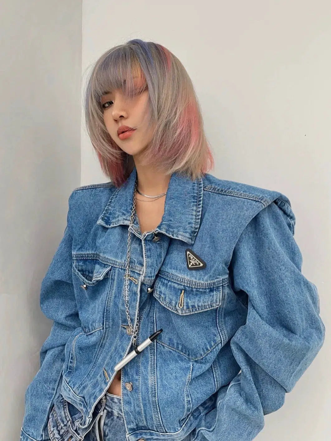 Retro Pleated Loose Short Denim Jacket