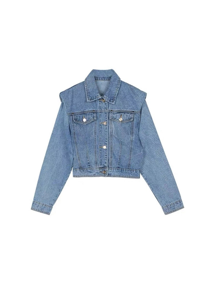 Retro Pleated Loose Short Denim Jacket