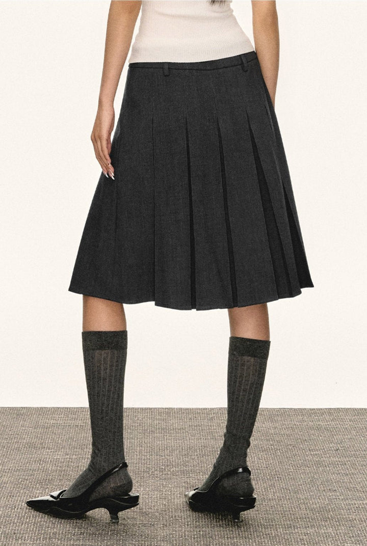 Retro Pleated Midi Skirt