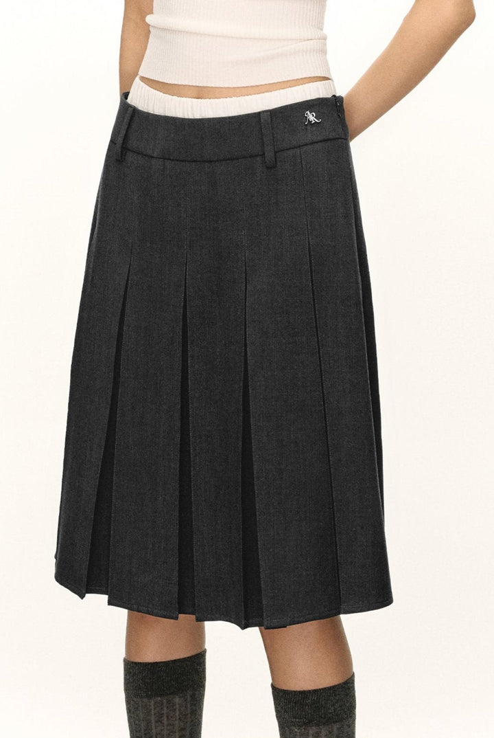 Retro Pleated Midi Skirt