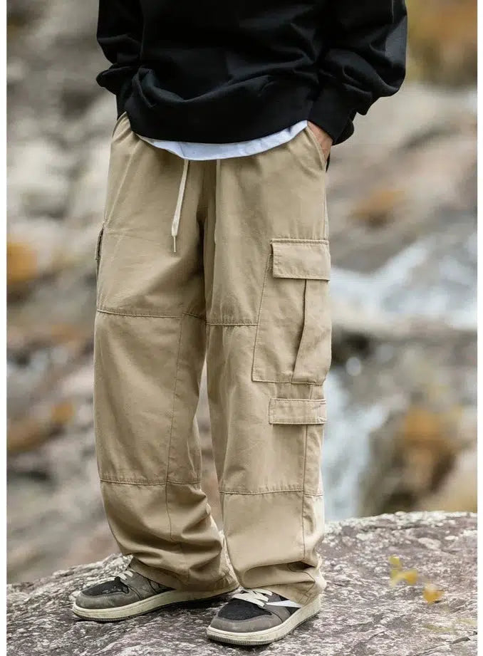 Retro Straight Wide-Leg Cargo Pants