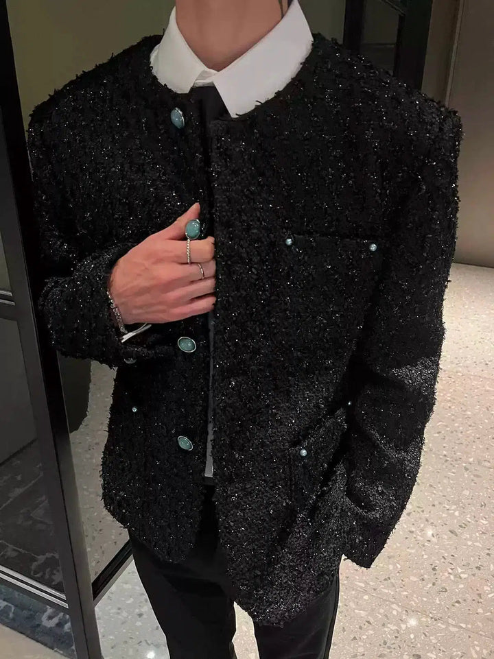 Retro Textured Button-Up Jacket