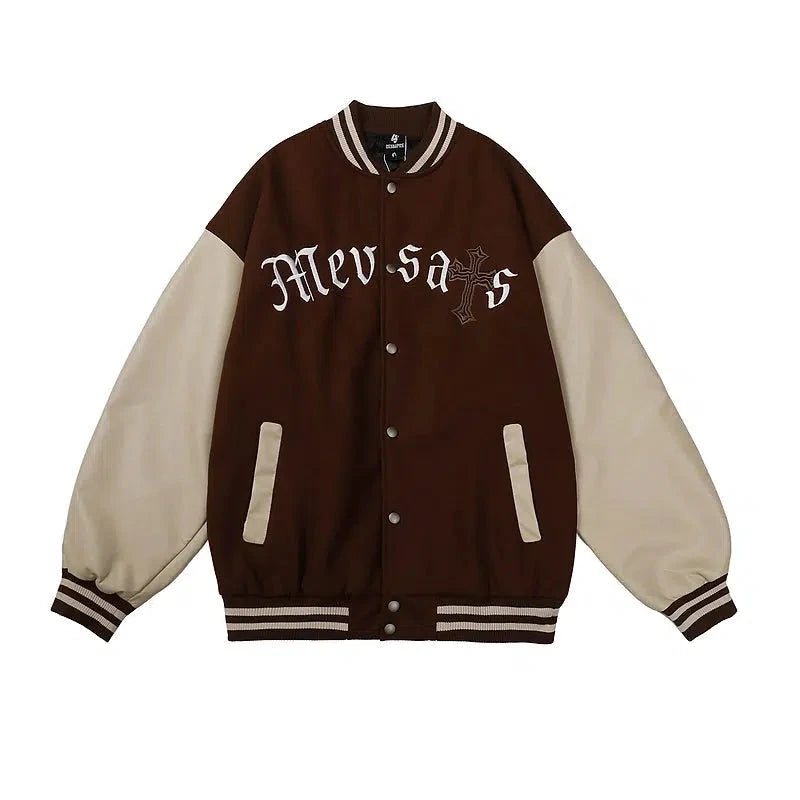 Retro Varsity Graphic Print Jacket