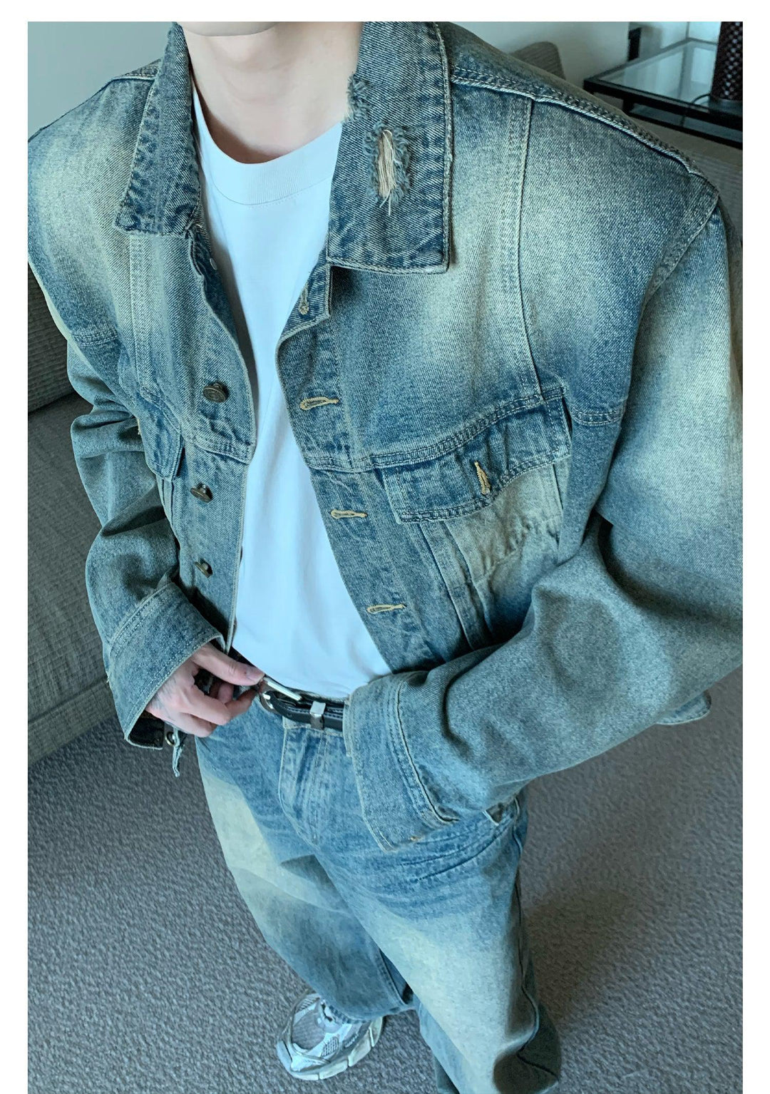 Retro Washed Denim Suit