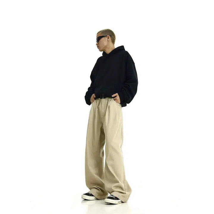 Retro Workwear Mopping Wide-leg Pants