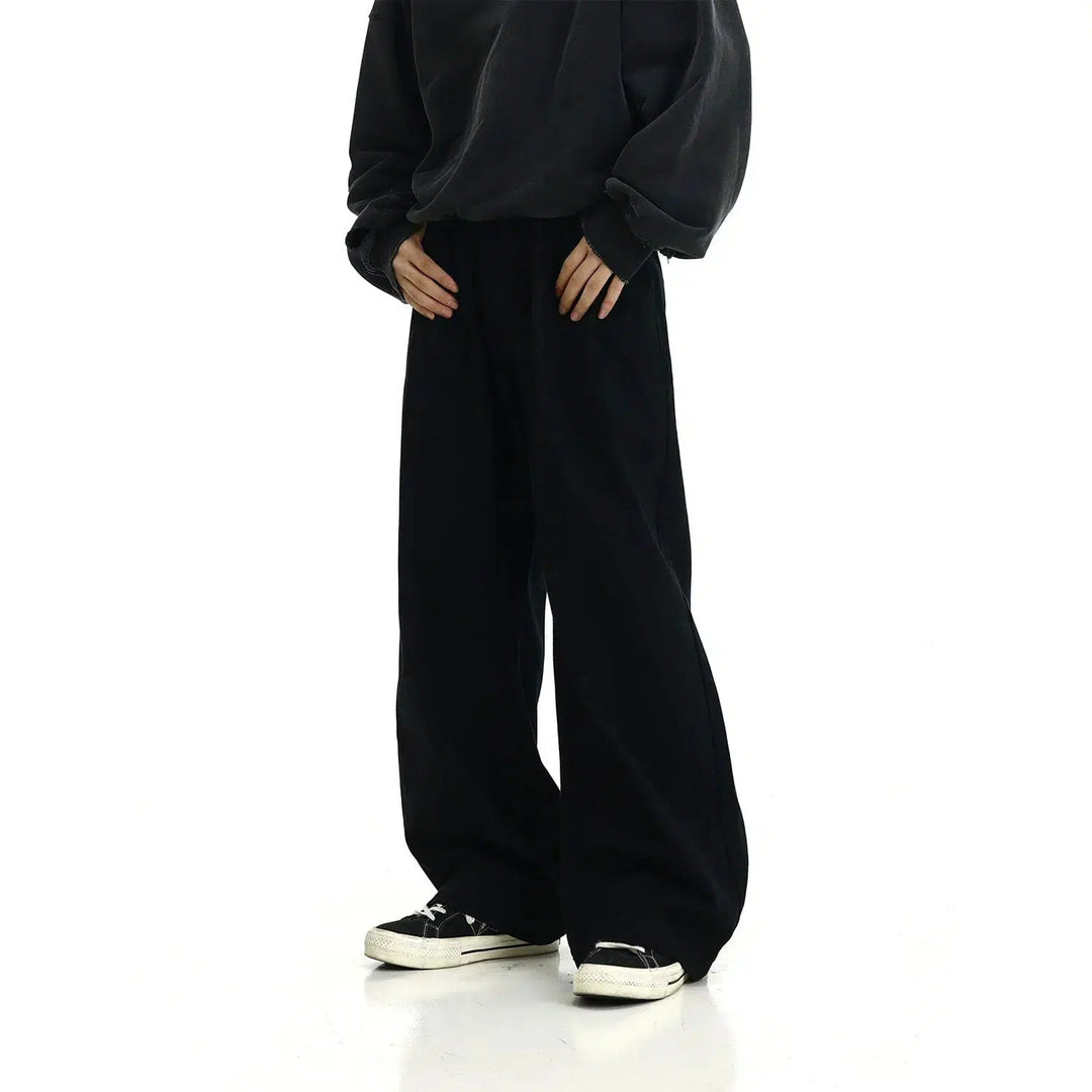 Retro Workwear Mopping Wide-leg Pants