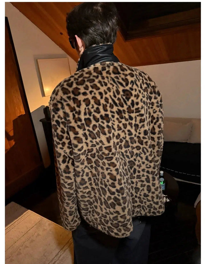 Reversible Leopard Print Leather Jacket