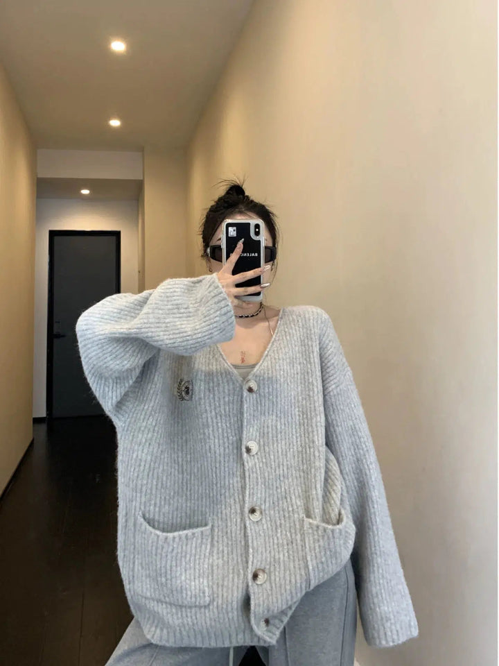 Ribbed Knit Button-Up Cardigan Sweater