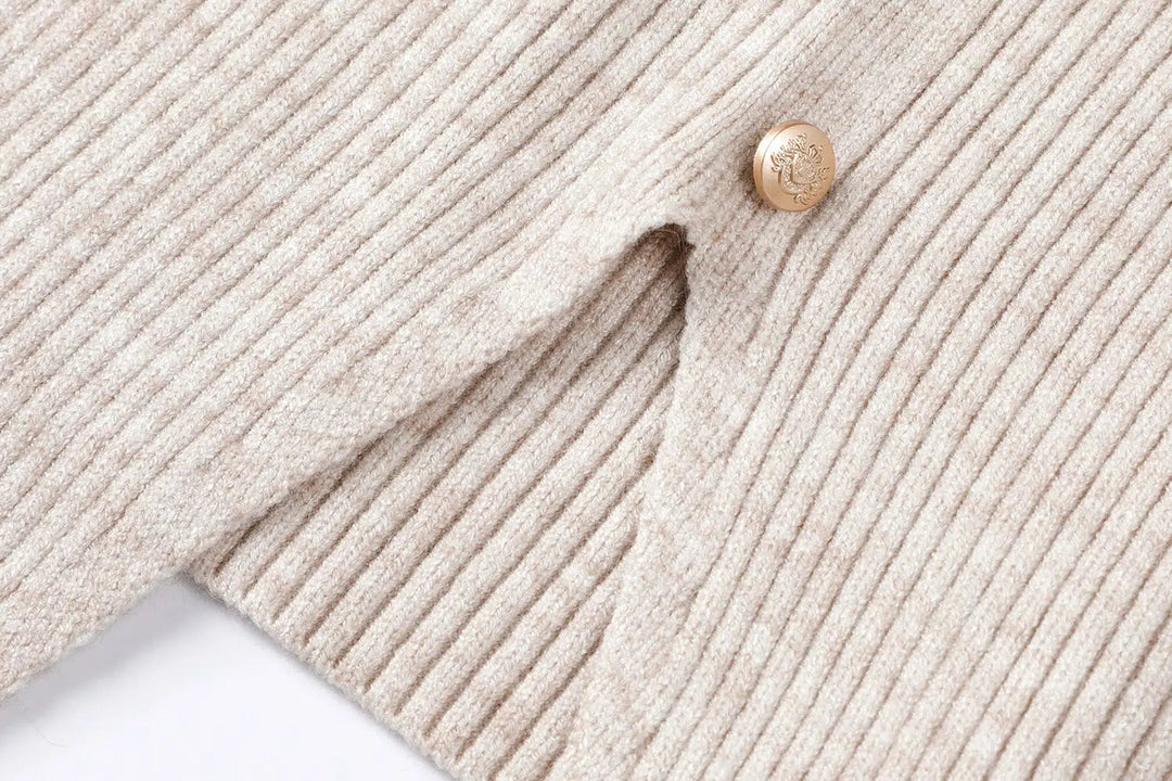 Button Front Ribbed Knit Cardigan