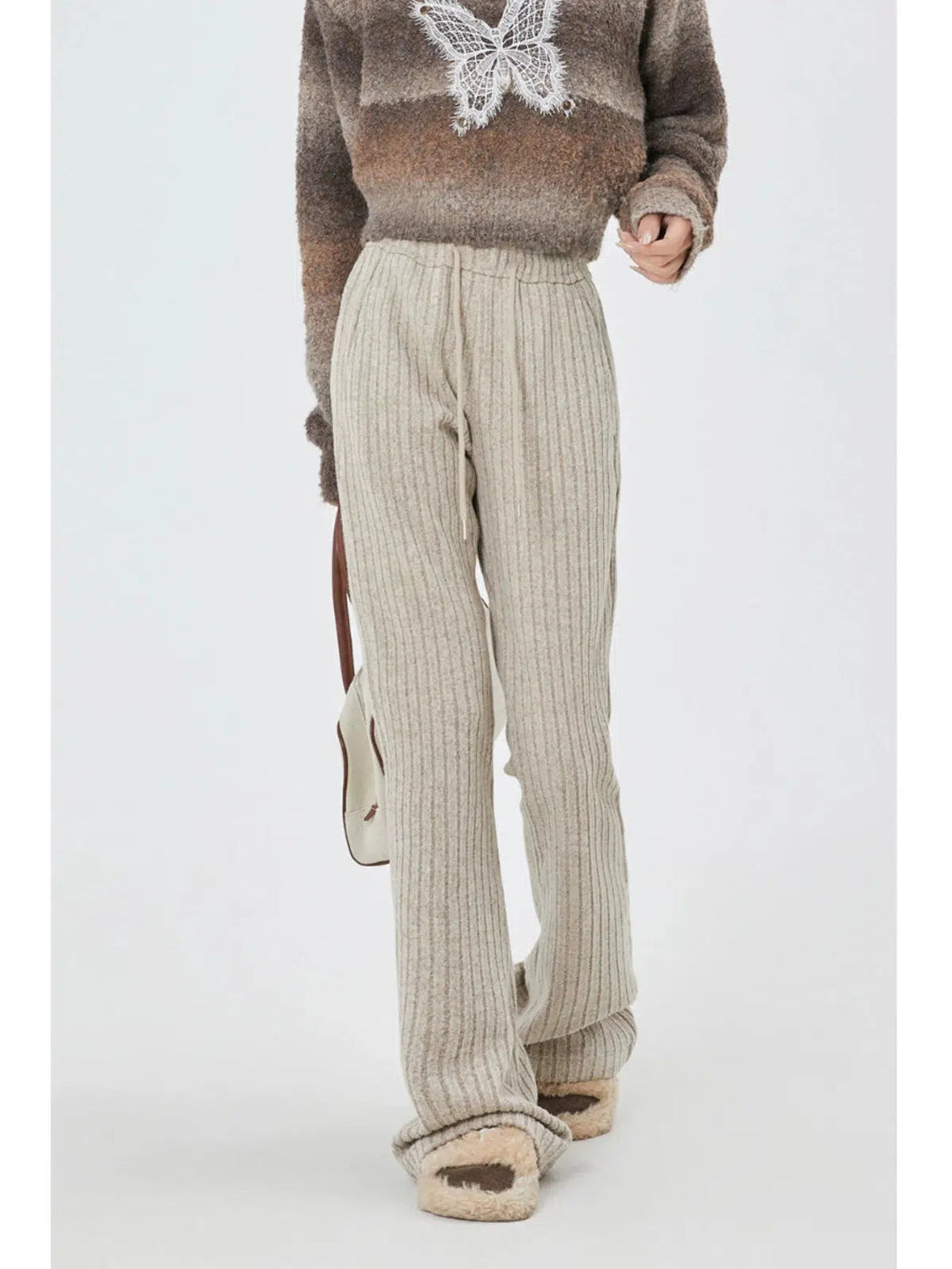 Ribbed Knit Casual Pants