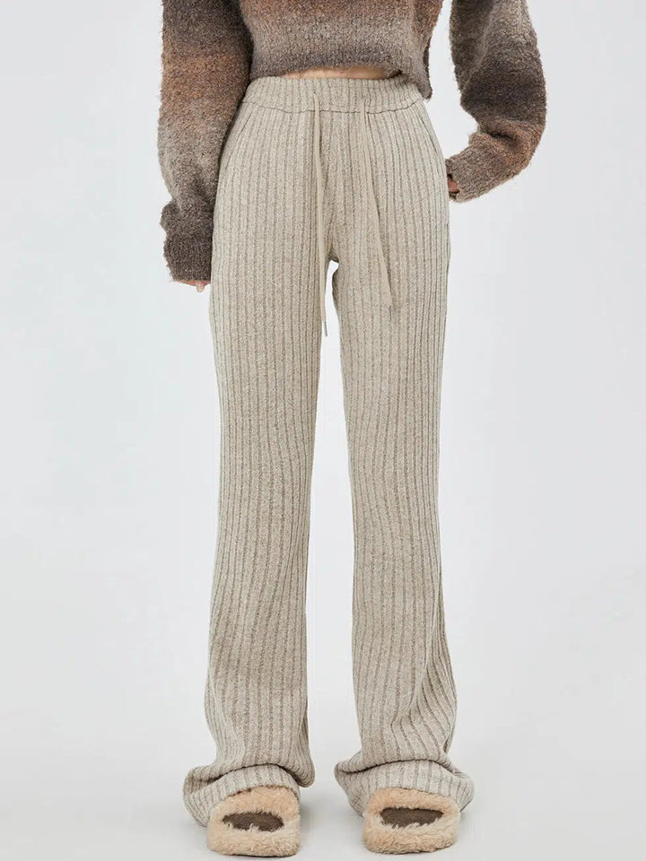 Ribbed Knit Casual Pants